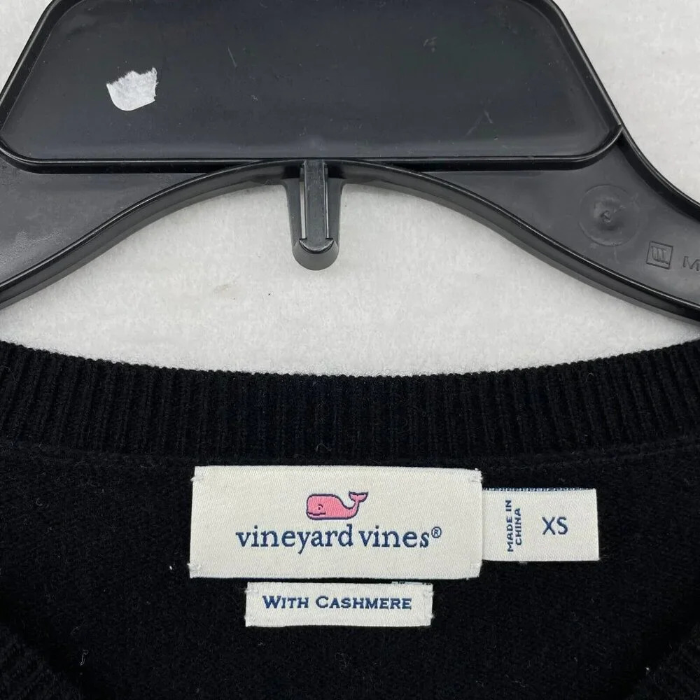 Vineyard Vines Sweater Women's Sz XS Black Knitted Drop Shoulder Sleeve Pullover - Picture 10 of 11